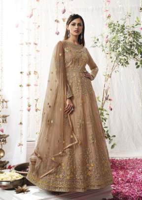 Swagat Violet Designer Heavy Butterfly Net With Embroidery  Anarkali Gown Cream Color DN 5303