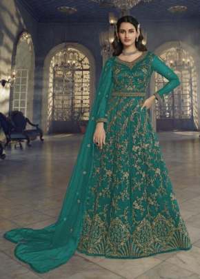 Swagat Violet Designer Heavy Butterfly Net With Embroidery Anarkali Gown Rama Color DN 5407