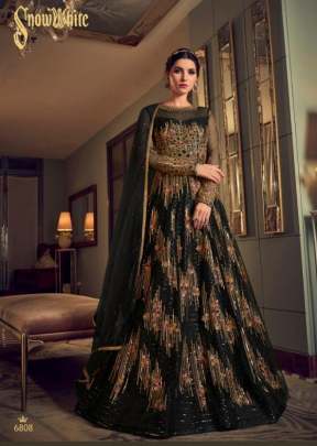 Swagat Violet Heavy Net With Embroidery Muti Work Anarkali Gown Black Color DN 6808