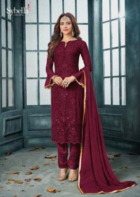 SyBella Heavy Faux Georgette Pakistani Suit Maroon Color DN 802 H