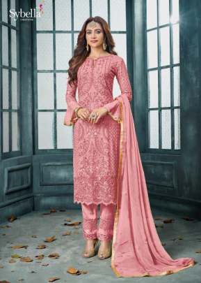 SyBella Heavy Faux Georgette With Embroidery Pakistani Suit Peach Color DN 802 B