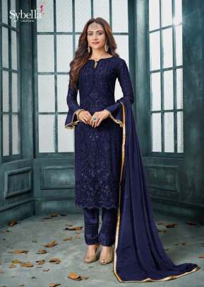 SyBella Heavy Faux Georgette With Embroidered Pakistani Suit Blue Color DN 802 F 