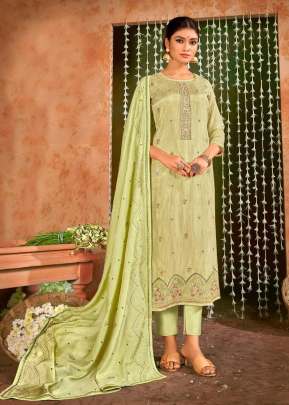 Taniya Vol 1 Upada Silk With Work With Full Cotton Inner Designer Suit Lime Green Color