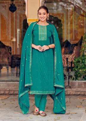 Taniya Vol 2 Pure Upada Silk With Swarovski Diamond Work Designer Suit Rama Green Color