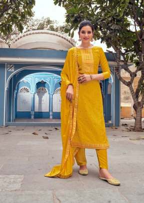 Taniya Vol 2 Pure Upada Silk With Swarovski Diamond Work Designer Suit Yellow Color