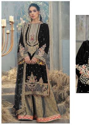 Velvet With Sequence Embroidery Work Pakistani Suit Black Color DN 135