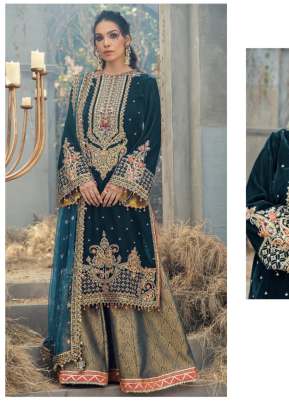 Velvet With Sequence Embroidery Work Pakistani Suit More Peach Color DN 135