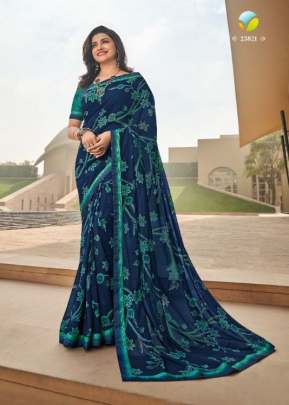 Vinay Designer Georgette Printed Saree Blue Color DN 23821