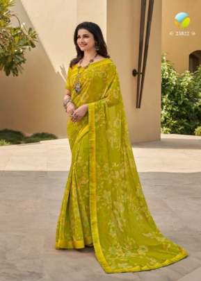 Vinay Designer Georgette Printed Saree Yellow Color DN 23822