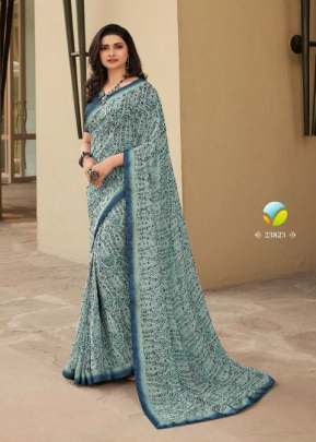 Vinay Designer Georgette Printed Saree Sky Blue Color DN 23823