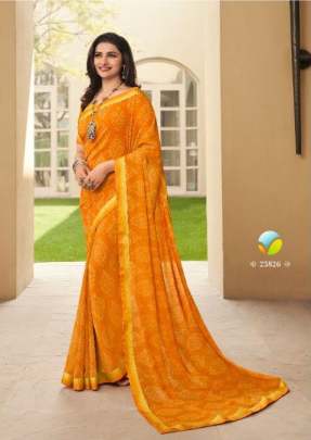 Vinay Designer Georgette Printed Saree Orange Color DN 23826