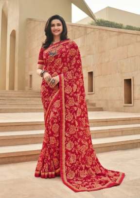 Vinay Designer Georgette Printed Saree Red Color DN 23828