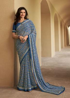 Vinay Designer Georgette Printed Saree Grey Color DN 23829