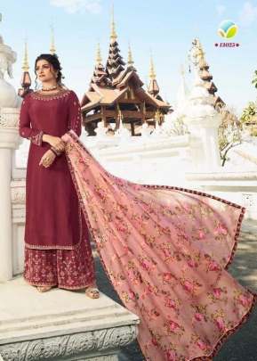 Vinay Fashion Kasheesh Lifestyle Vol 3 Muslin Satin Palazzo Suit Burgundy Wine Color DN 13025