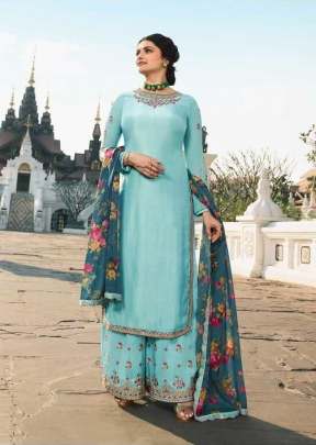 Vinay Fashion Kasheesh Lifestyle Vol 3 Muslin Satin Palazzo Suit Sky Blue Color DN 13026