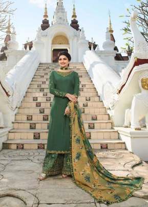 Vinay Fashion Kasheesh Lifestyle Vol 3 Muslin Satin Palazzo Suit Green Color DN 13028