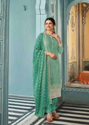 Vinay Fashion Silkina Royal Crepe Vol 37 Designer Suit Pista Green Color DN 16715