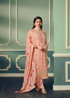 Vinay Kaseesh Aarzoo Pure Viscose Jacquard With Embroidery Work And Stone Work Designer Suit Peach Color DN 61982