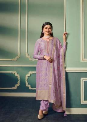 Vinay Kaseesh Aarzoo Pure Viscose Jacquard With Embroidery Work And Stone Work Designer Suit Purple Color DN 61983