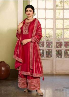 Vinay Kaseesh Shaheen Heavy Silk Georgette Designer Suit Red Color DN 17521