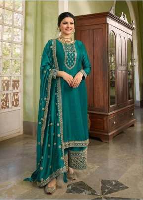 Vinay Kaseesh Shaheen Heavy Silk Georgette Designer Suit Rama Color DN 17522