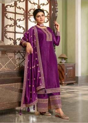 Vinay Kaseesh Shaheen Heavy Silk Georgette Designer Suit Wine Color DN 17524