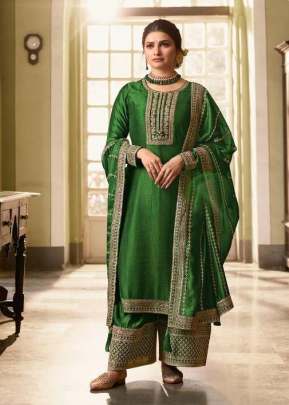 Vinay Kaseesh Shaheen Heavy Silk Georgette Designer Suit Parrot Color DN 17525