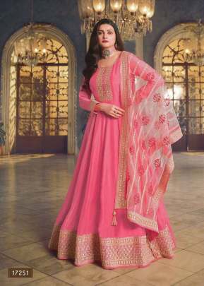 Vinay Kasheesh Sheesh Mahal Dola Silk Anarkali Gown Pink Color DN 17251