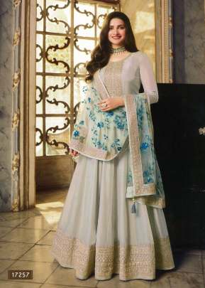 Vinay Kasheesh Sheesh Mahal Dola Silk Anarkali Gown Grey Color DN 17257