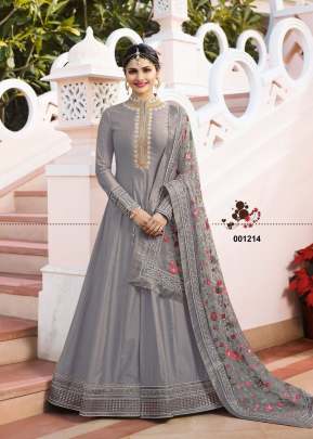 Vinay Raj Mahal Dola Silk And Embroidery Work Anarkali Suit Grey Color DN 1214