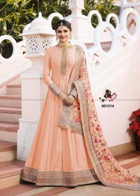 Vinay Raj Mahal Dola Silk And Embroidery Work Anarkali Suit Light Peach Color DN 1214