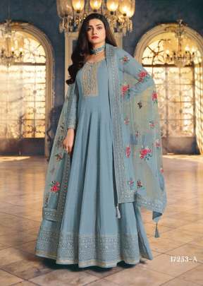 Vinay Shish Mahal Heavy Dola Silk With Embroidery Anarkali Suit Grey Color DN 17253