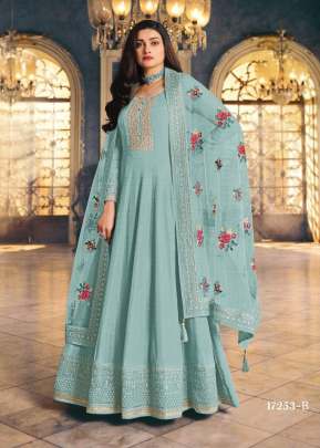 Vinay Shish Mahal Heavy Dola Silk With Embroidery Anarkali Suit Sky Blue Color DN 17253