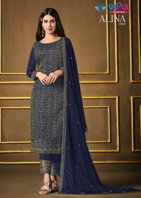 Vipul Alina Heavy Rangoli With Embroidery With Sequence Work Designer Suit Blue Color DN 4892