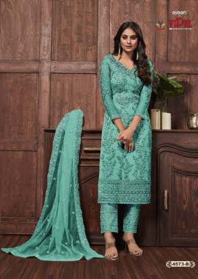 Vipul Ayaan Heavy Butterfly Net With Embroidered Designer Salwar Suit Sky Color DN 4573