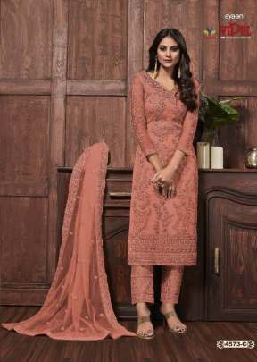 Vipul Ayaan Heavy Butterfly Net With Embroidered Designer Salwar Suit Peach Color DN 4573