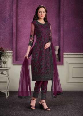 Vipul Ayyan Glitz Vol 2 Heavy Butterfly Net Designer Suit Wine Color DN 4692