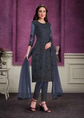 Vipul Ayyan Glitz Vol 2 Heavy Butterfly Net Designer Suit Grey Color DN 4692