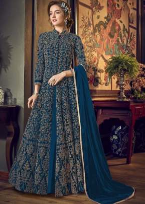 Vipul Designer Heavy Vaishnavi Net With Sequence And Stone Work Anarkali Suit Blue Color DN 4554