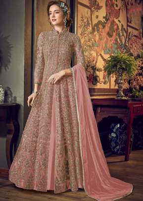 Vipul Designer Heavy Vaishnavi Net With Sequence And Stone Work Anarkali Suit Pink Color DN 4554