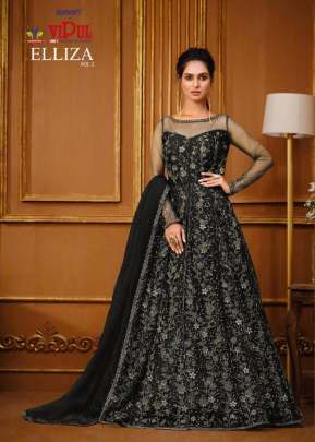 Vipul Elliza Vol 2 Heavy Butterfly Net With Embroidery Work Anarkali Suit Black Color DN 4731 