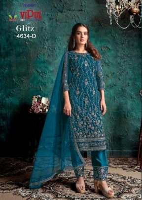 Vipul Glitz Designer Salwar Suit DN 4634 Sky Blue