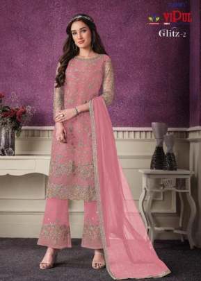 Vipul Glitz Heavy Butterfly Net Designer Suit Light Pink Color DN 4695