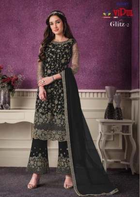 Vipul Glitz Heavy Butterfly Net Designer Suit Black Color DN 4695