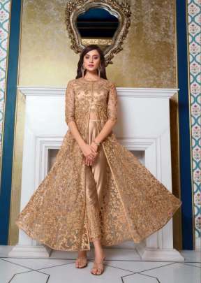 Vipul Zaina  Heavy Butterfly Net With Embroidered Anarkali Suit Chiku Color DN 4626