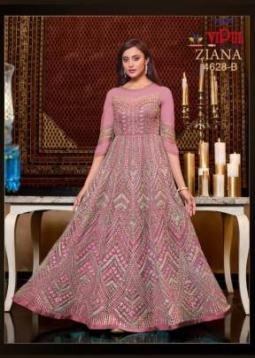 Vipul Ziana Heavy Butterfly Net Anarkali Gown Pink Color DN 4628