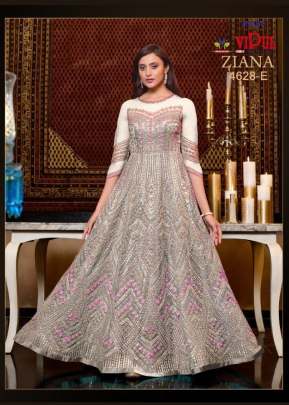 Vipul Ziana Heavy Butterfly Net Anarkali Gown White Color DN 4628