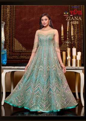 Vipul Ziana Heavy Butterfly Net Anarkali Gown Sky Blue Color DN 4628