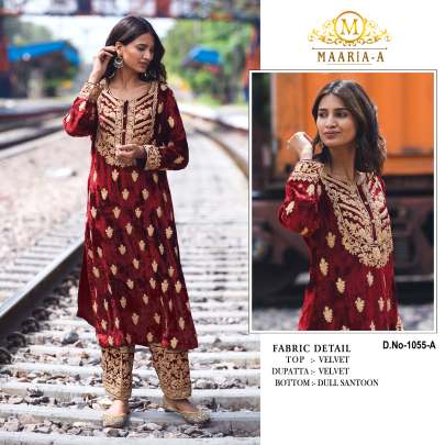 Winter collection Velvet Dress Pakistani Maaria A DN 1055 Catalog