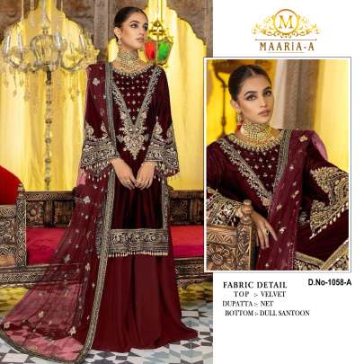 Winter collection Velvet Dress Pakistani Maaria A DN 1058 Catalog